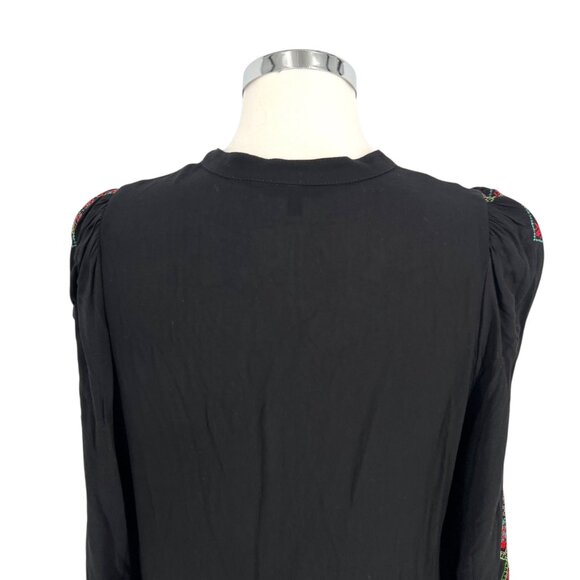 Desigual Ethnic Sleeve Embroidery Print Black Tiered Boho Dress Size Small - Picture 6 of 13